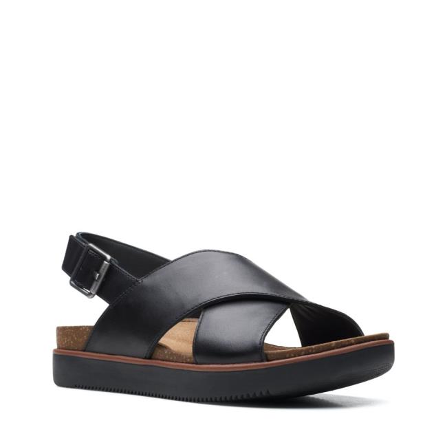 Sandalias Clarks Elayne Cross Mujer Negras | CLK621NFK