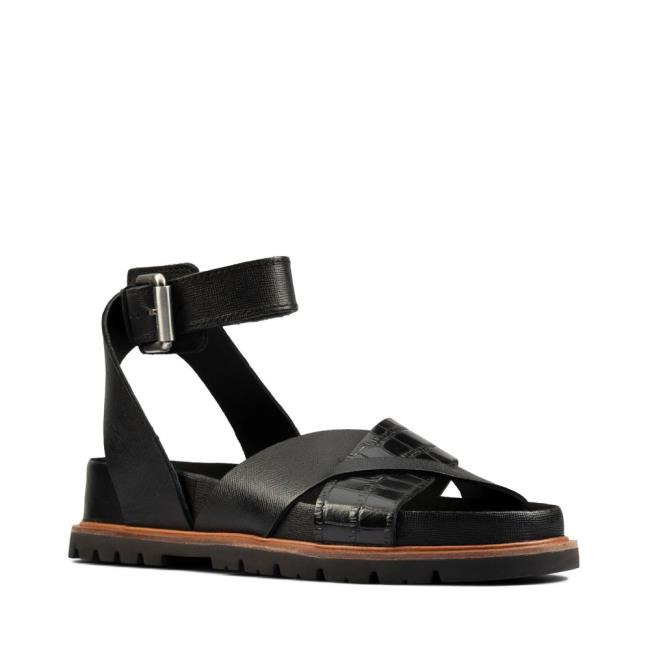 Sandalias Clarks Orianna Cross Mujer Negras | CLK094BXQ