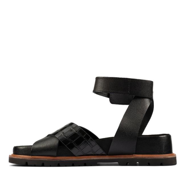 Sandalias Clarks Orianna Cross Mujer Negras | CLK094BXQ