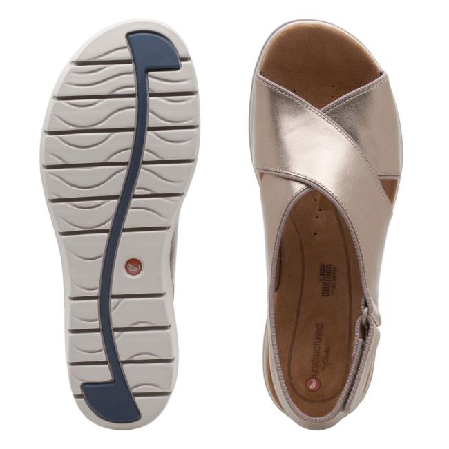 Sandalias Clarks Un Karely Sun Mujer Doradas Metal | CLK804FYX