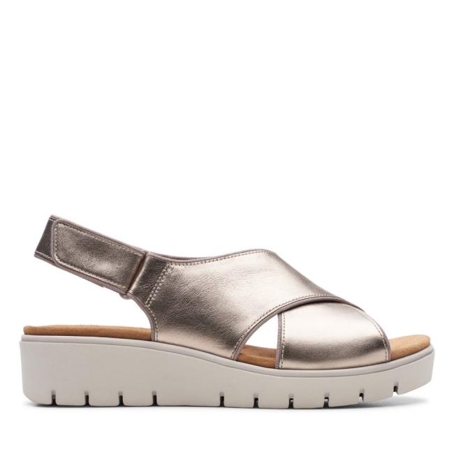 Sandalias Clarks Un Karely Sun Mujer Doradas Metal | CLK804FYX