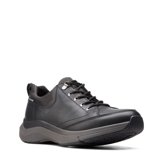 Zapatos Negros Clarks Wave 2.0 Vibe Hombre Negras | CLK841QRM